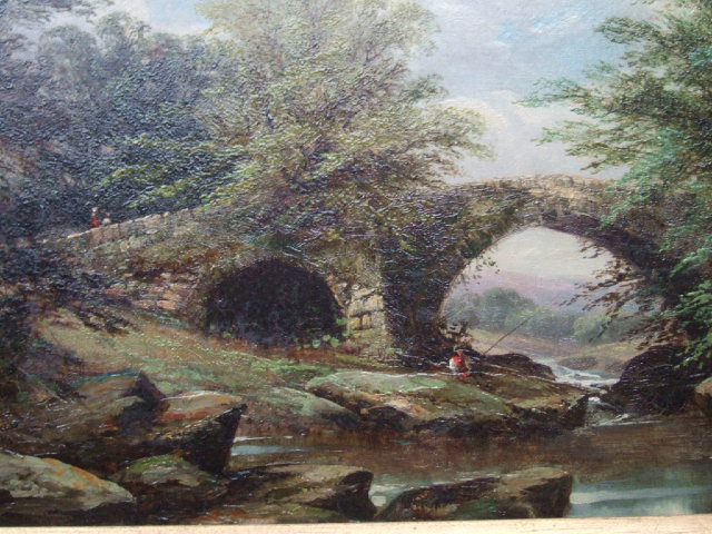 Appraisal: English School th century an angler on a rocky river