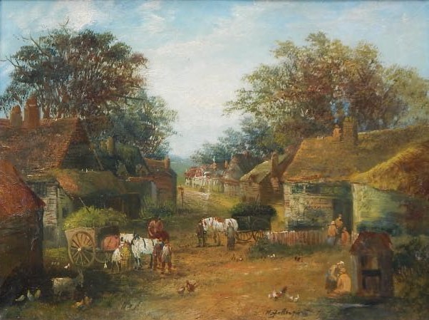 Appraisal: Henry Follenfant thC thC Farmyard scene oil on canvas signed