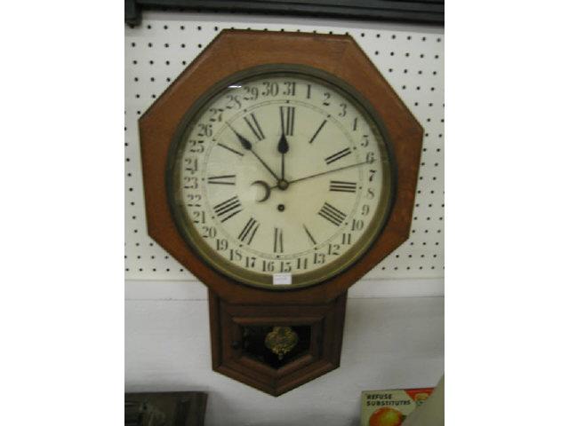 Appraisal: Waterbury Calendar Wall Clock day diameter dial tall working