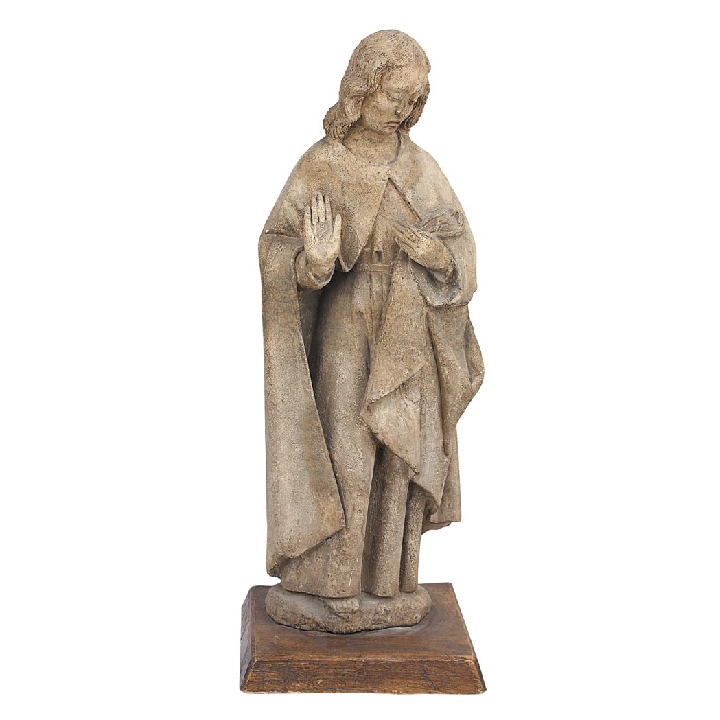 Appraisal: Carved Stone Figure of John the Evangelist Possibly French th