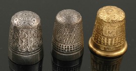 Appraisal: COLLECTION OF THREE THIMBLES INCLUDING STERLING SILVER AND ROLLED GOLD