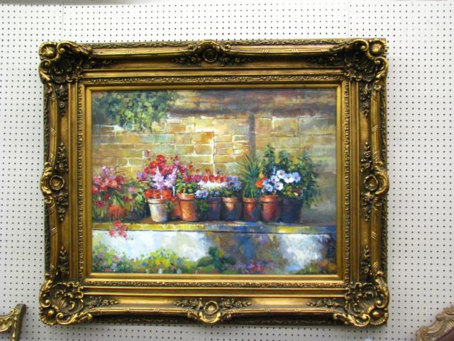 Appraisal: Decorator oil on canvas signed E Mason x signed lower