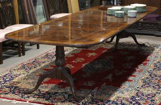 Appraisal: Chippendale style double pedestal dining table having a rectangular banded