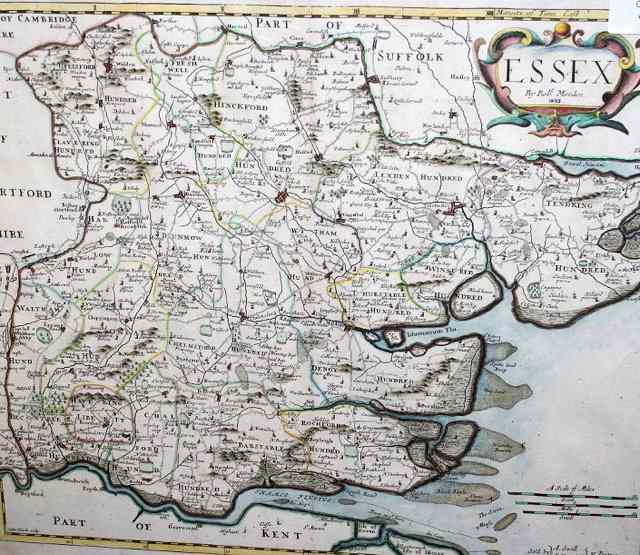 Appraisal: Robert Morden'Essex' engraved map with hand colouring x and two