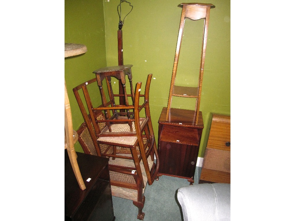 Appraisal: Lot comprising lamp table pair chairs Bergere chair standard lamp