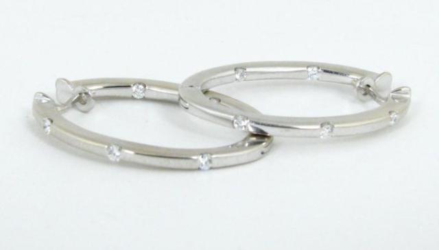 Appraisal: Pair of K white gold oval hoop designer earrings 'Inside-Out'