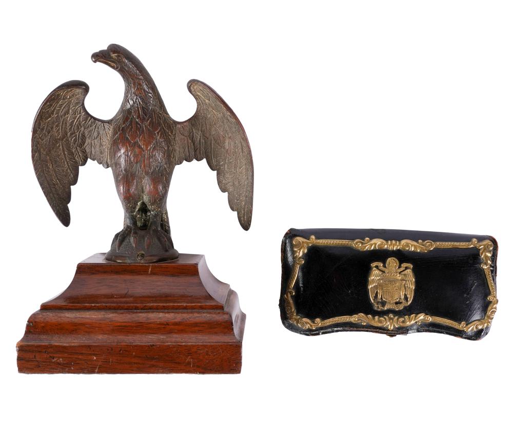 Appraisal: AMERICAN EAGLE BRONZE FIGURE EPAULETthe eagle mounted to a wooden