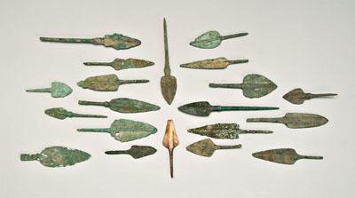 Appraisal: ancient bronze projectile points probably for small spears or arrows