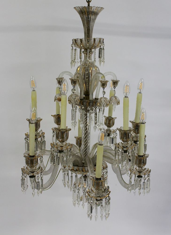 Appraisal: BACCARAT Magnificent Attributed to Baccarat Glass Chandelier Great cut on