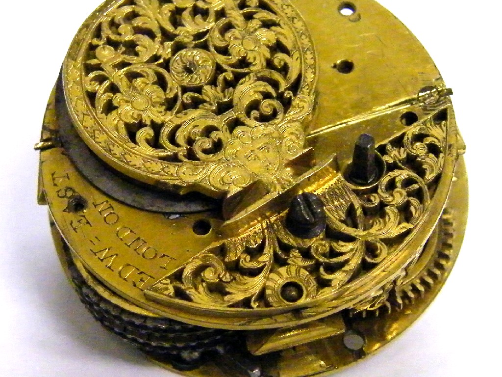 Appraisal: th century English fusee verge pocket watch movement signed Edw