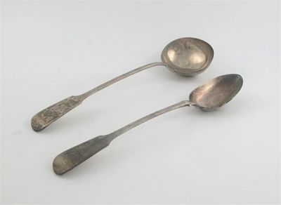 Appraisal: A George III Fiddle pattern soup ladle monogrammed by William