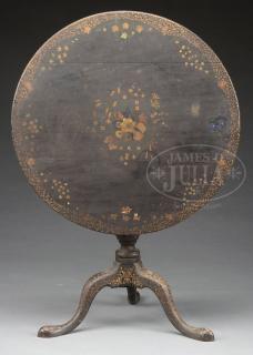 Appraisal: QUEEN ANNE DECORATED TILT TOP TEA TABLE QUEEN ANNE DECORATED