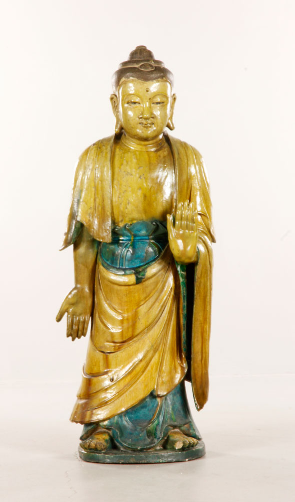 Appraisal: - Late th C Ceramic Buddha Late th century Sancai