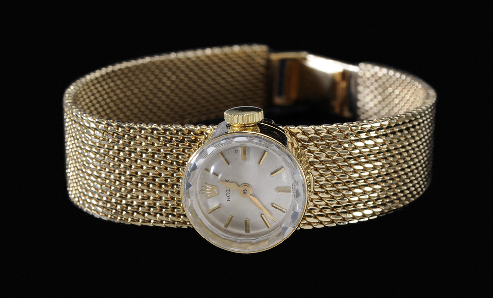 Appraisal: Lady's kt Gold Wristwatch sliding raised case white dial marked