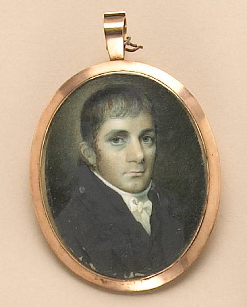 Appraisal: A miniature portrait of a gentleman early th century Wearing