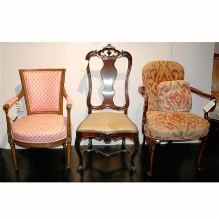 Appraisal: Group of Three Armchairs Together with a Mahogany Side Chair