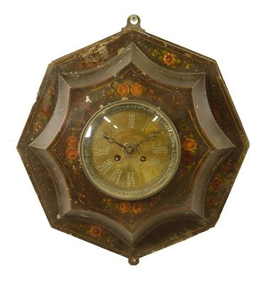 Appraisal: A tole piente wall clock with an eight day movement