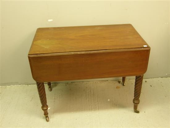 Appraisal: th century mahogany Pembroke table with spiral turned legs h