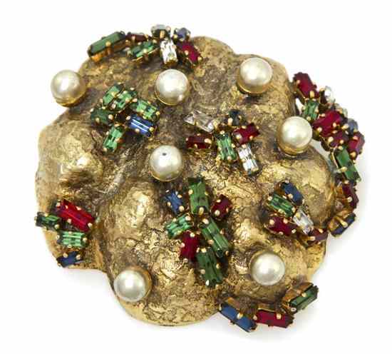 Appraisal: A Christian Dior Gold and Crystal Brooch Stamped Christian Dior