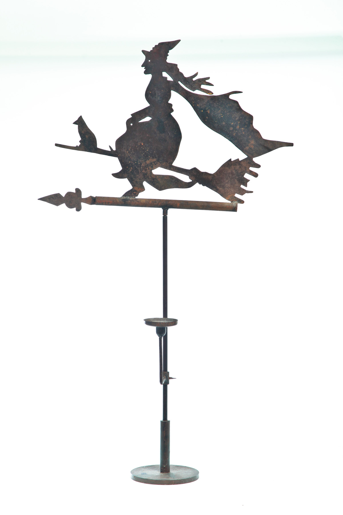 Appraisal: AMERICAN WEATHERVANE OF FLYING WITCH Mid th century sheet metal