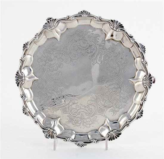 Appraisal: Victorian sterling footed salver London dated shell-and-scroll border center bright-cut