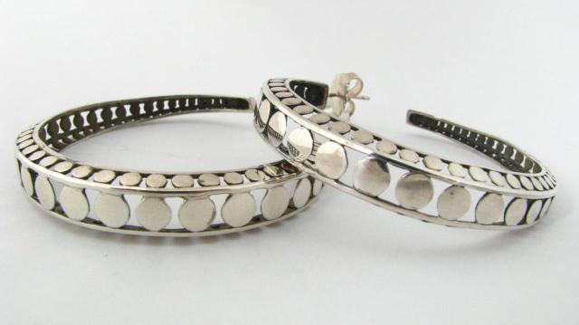 Appraisal: New Sterling Silver John Hardy dot style large hoop earrings