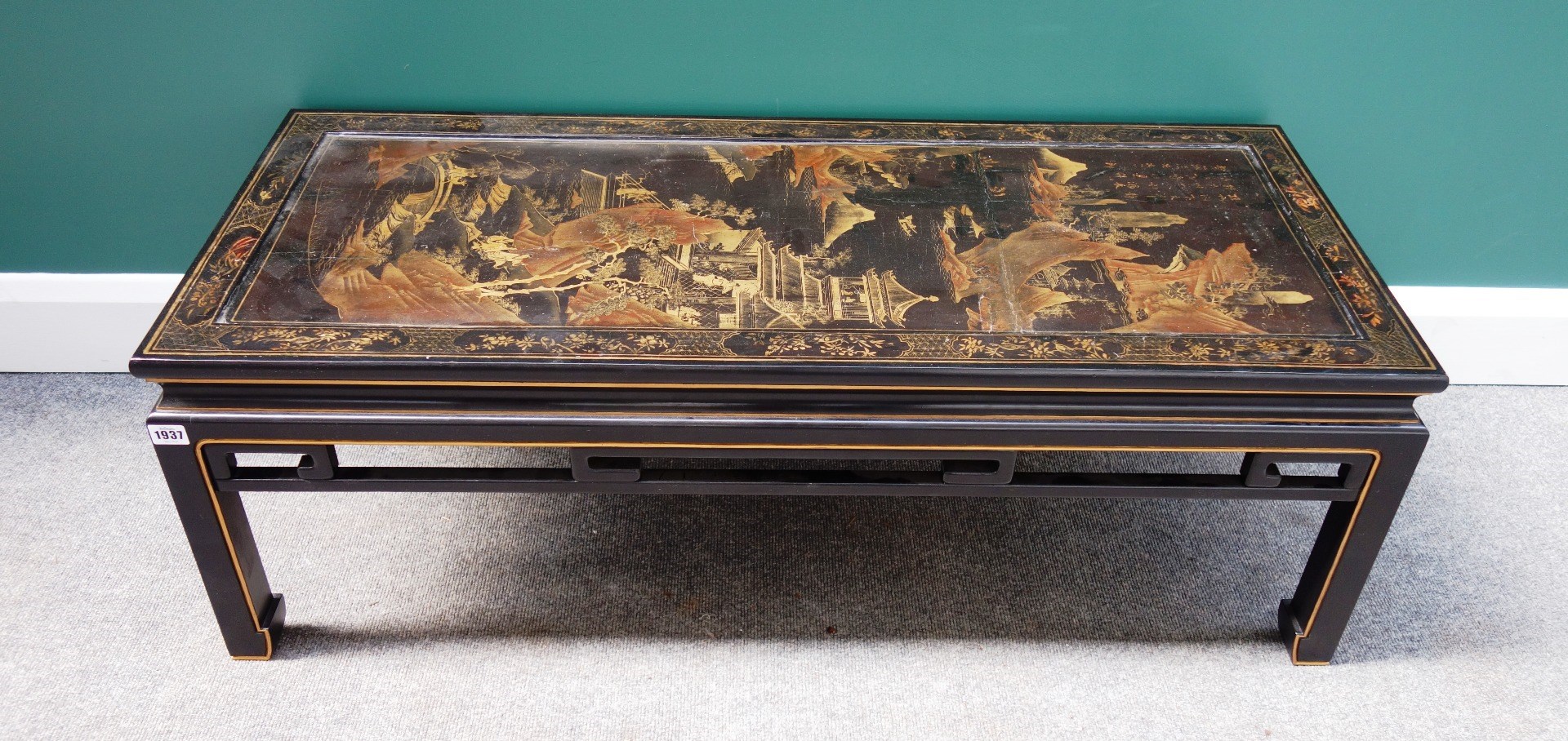 Appraisal: An early th century Chinese black lacquer chinoiserie decorated rectangular