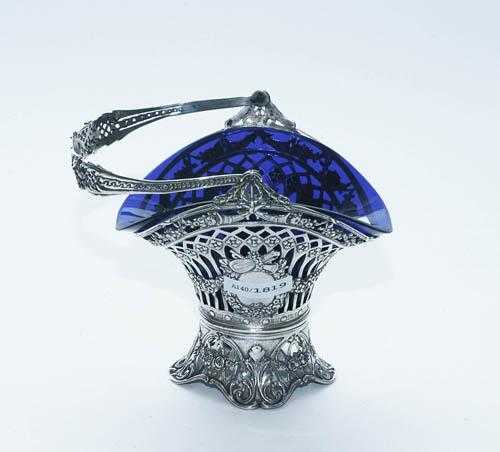 Appraisal: CONFECTIONERY BOWL Germany ca Neo-Classical style Silver mount with bow-shaped