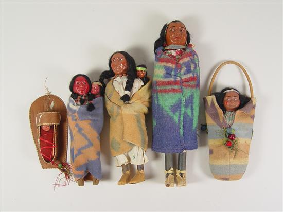 Appraisal: Family of Six Skookum Dolls Early th Century All dolls