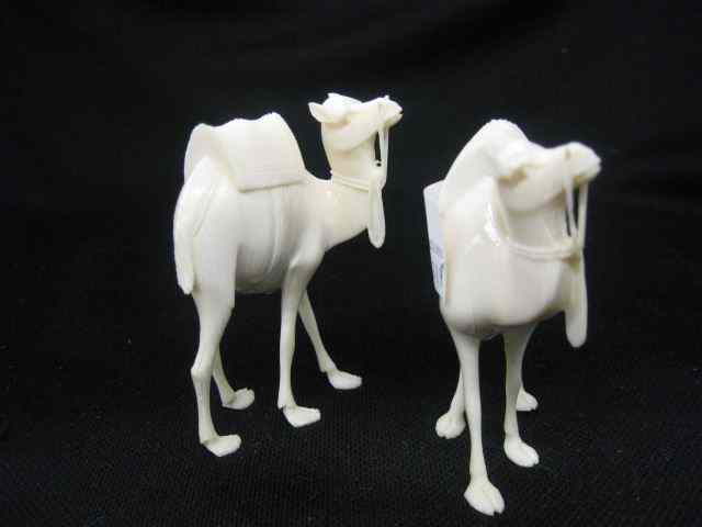 Appraisal: Carved Ivory Figurine of Camels '' tall excellent