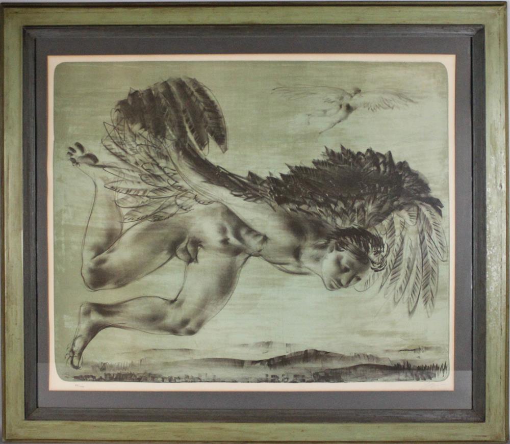 Appraisal: THE FALL OF ICARUS Print x in Framed lower left