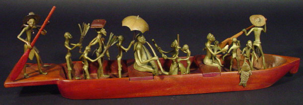 Appraisal: Fon tribal art wax resist figure group mounted in a