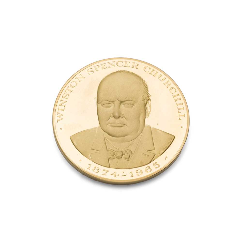 Appraisal: WINSTON CHURCHILL - A LARGE GOLD COMMEMORATIVE MEDAL Gregory and