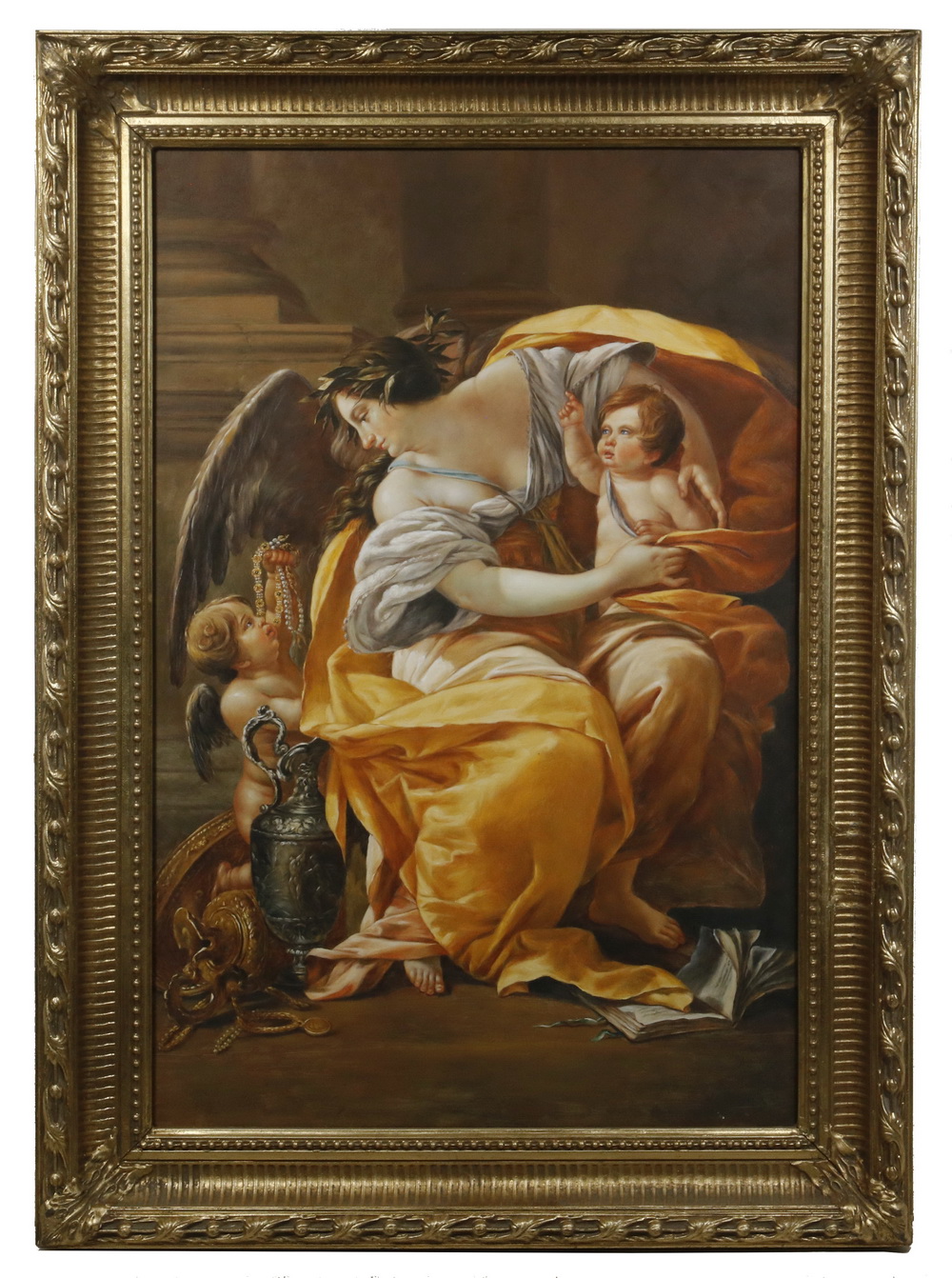 Appraisal: COPY OF A NEOCLASSICAL PAINTING Angel with Two Cherubs Surrounded