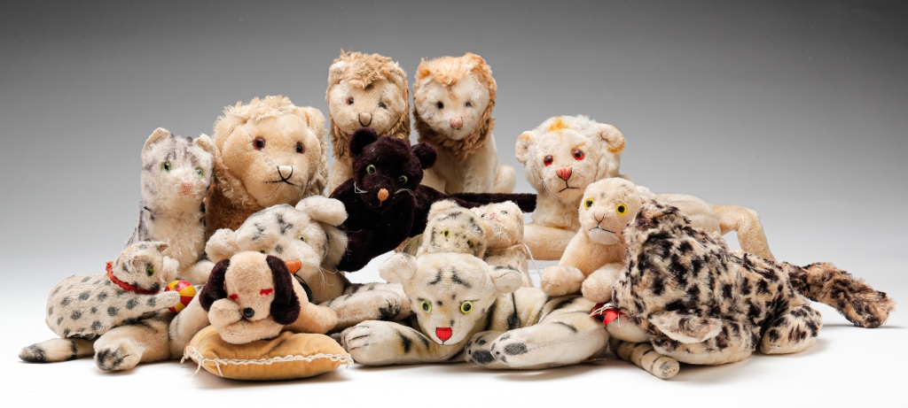 Appraisal: GROUP OF STUFFED ANIMALS Twentieth century Including Trudy Toy cat