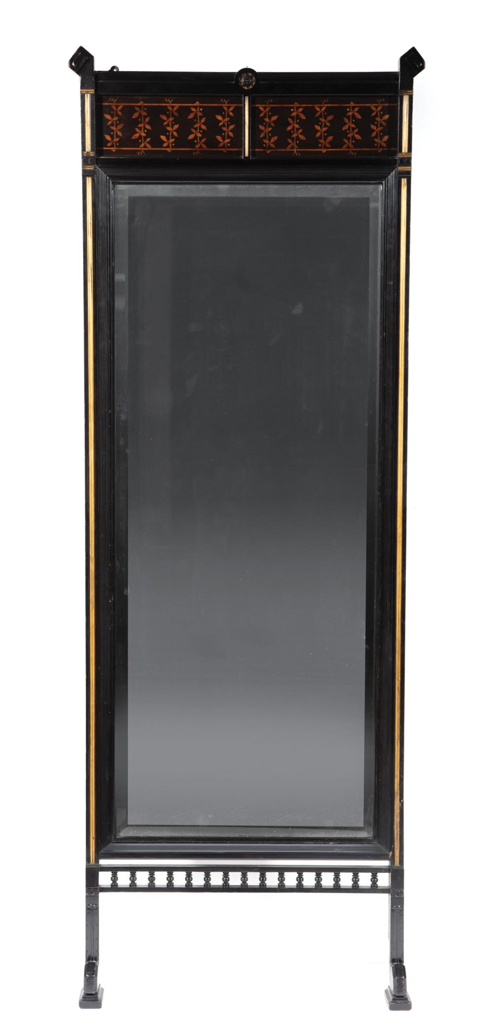 Appraisal: Fine American Aesthetic Carved and Ebonized Pier Mirror late th