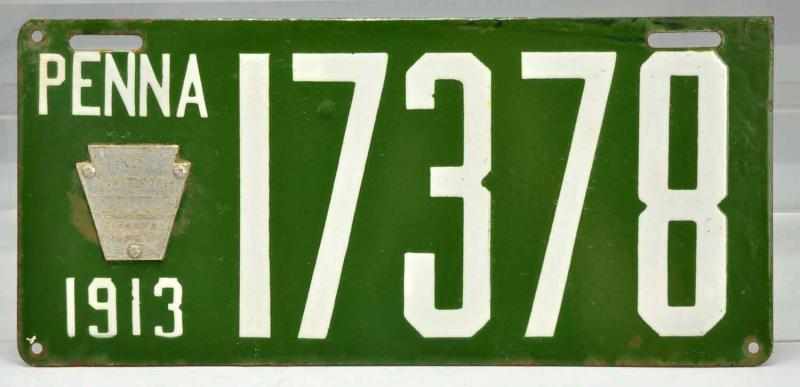 Appraisal: Lot of Pennsylvania Auto License Plates Porcelain Both plates are