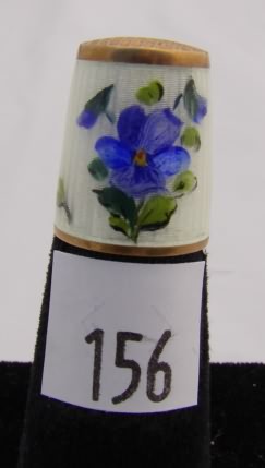 Appraisal: Norway enamel hand painted sterling thimble