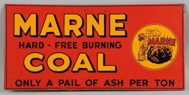 Appraisal: s- s Marne Coal Black Kid Embossed Tin Sign Lawsy