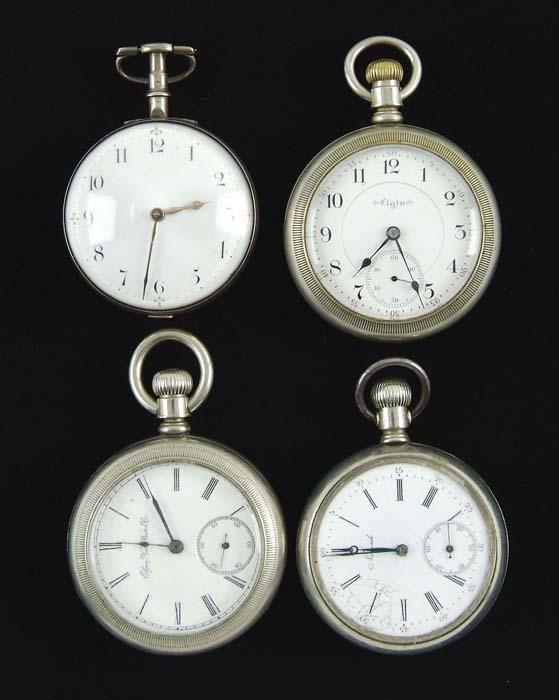 Appraisal: LOT OF SEVEN -SIZE POCKET WATCHES Elgin -jewel B W