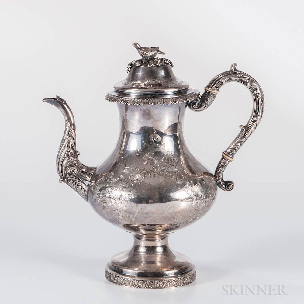 Appraisal: R W Wilson Coin Silver Coffeepot R W Wilson Coin