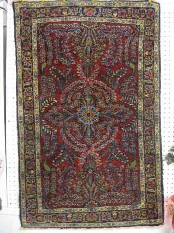 Appraisal: Sarouk Persian Handmade Rug semi-antique outstanding floral burgundy field '