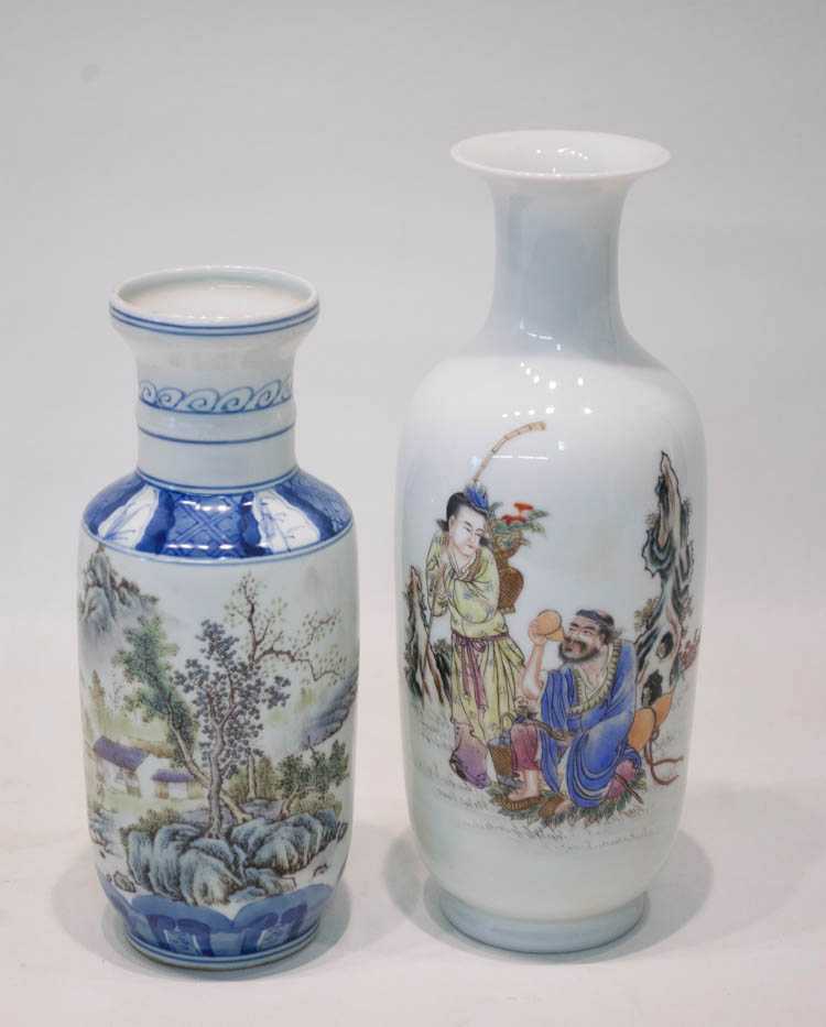 Appraisal: TWO CHINESE PORCELAIN VASES a Republica Qian Jiang vase with