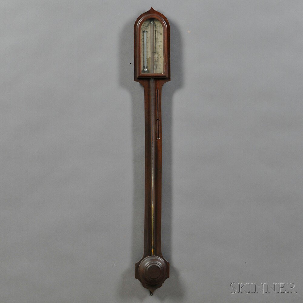 Appraisal: Mahogany Stick Barometer by Huddleston Boston Massachusetts c the engraved