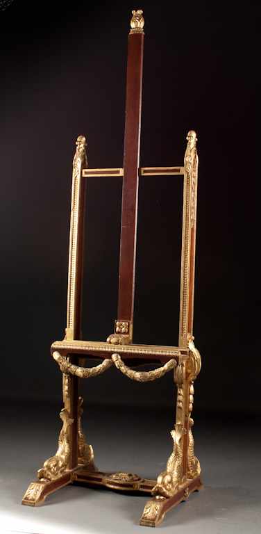 Appraisal: Regency style carved mahogany parcel-gilt easel th century with carved