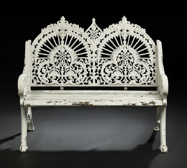 Appraisal: English Victorian Painted Iron and Wood Garden Bench late th