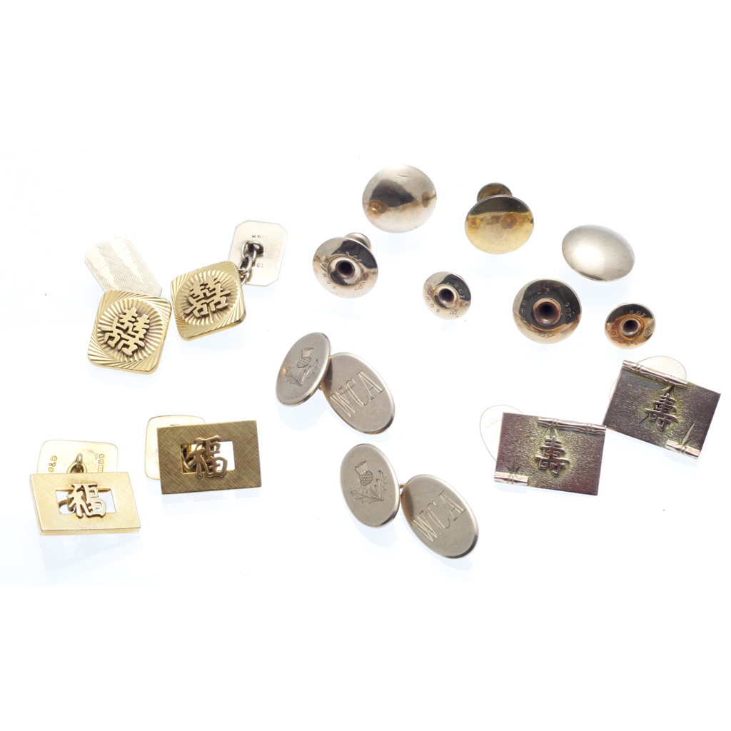 Appraisal: A collection of cufflinks and studs to include two pairs