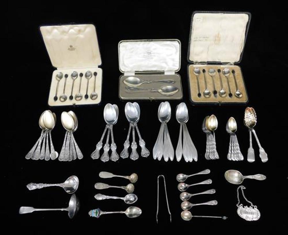 Appraisal: SILVER Large assortment of silver spoons sixty-eight pieces several small