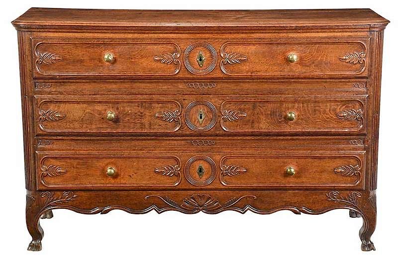 Appraisal: Provincial Louis XV Carved Oak Grande Commode French th century