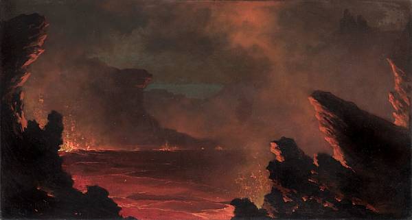 Appraisal: Jules Tavernier - Kilauea Volcano signed and dated 'Jules Tavernier